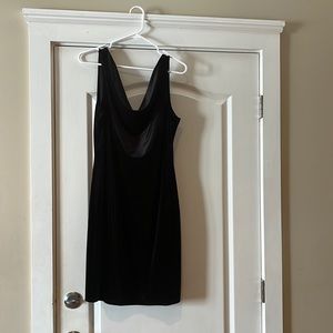 Marina Black Cowl Neck Sleeveless Sheath Dress, Velvet, Black, Size 10